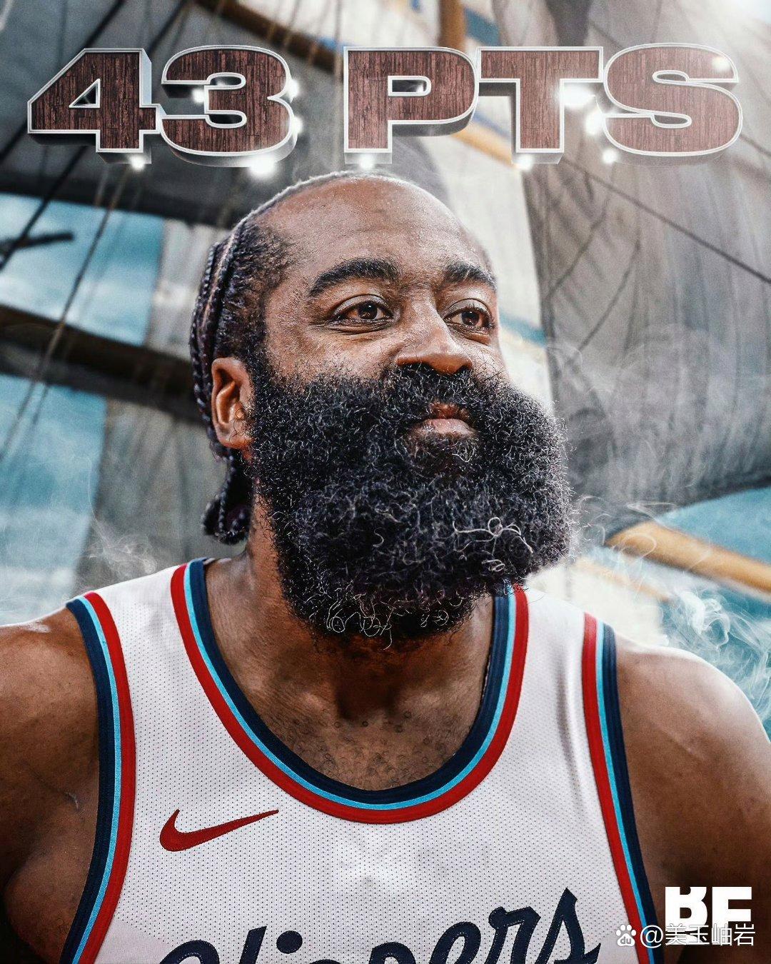 哈登创下最老40+三双纪录助快船终结6连败 哈登创下最老40+三双纪录助快船终结6连败