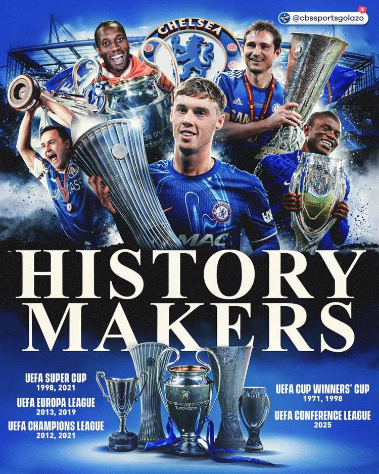 包含欧足联向切尔西颁发特别纪念奖表彰足坛独一份欧战全满贯成就的词条